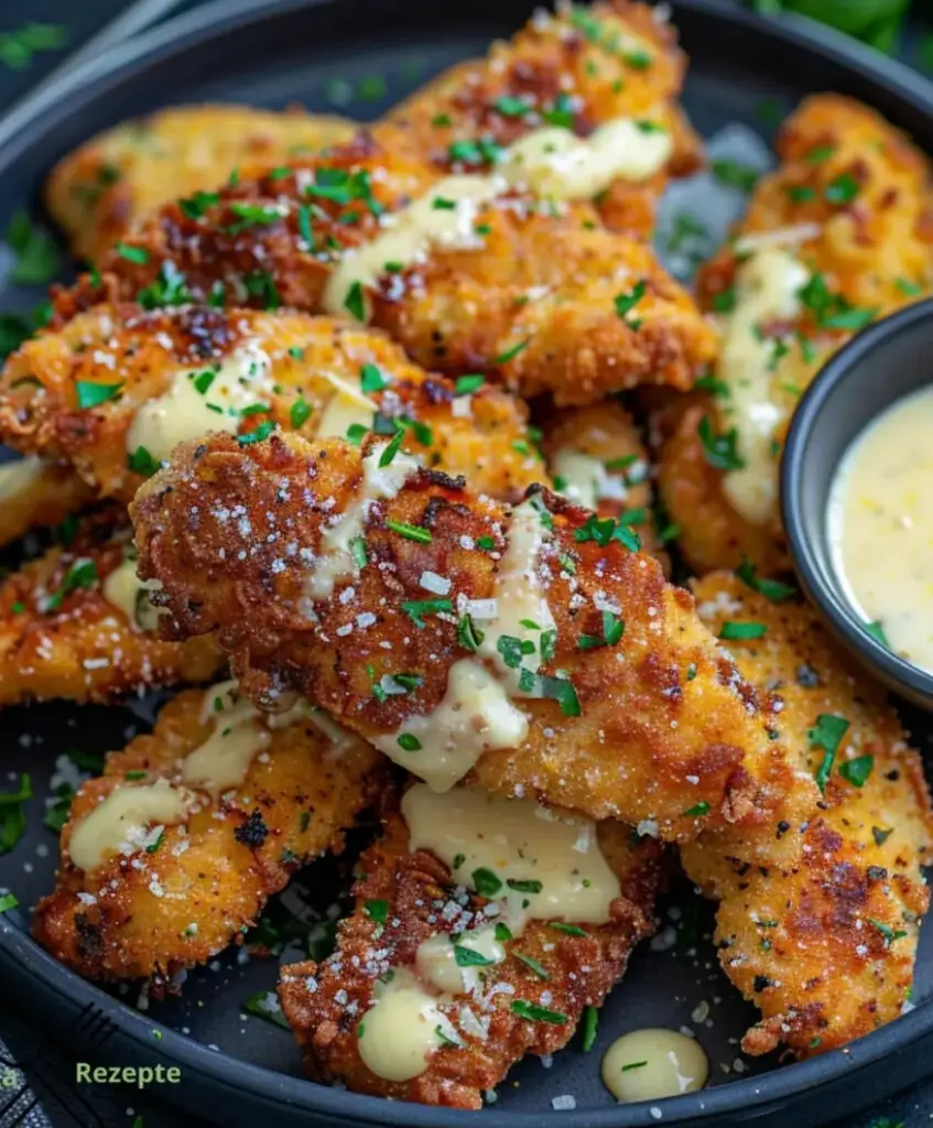 Diese knusprigen Hähnchenfilets mit Knoblauch und Parmesan sind ein echter Gaumenschmaus!
