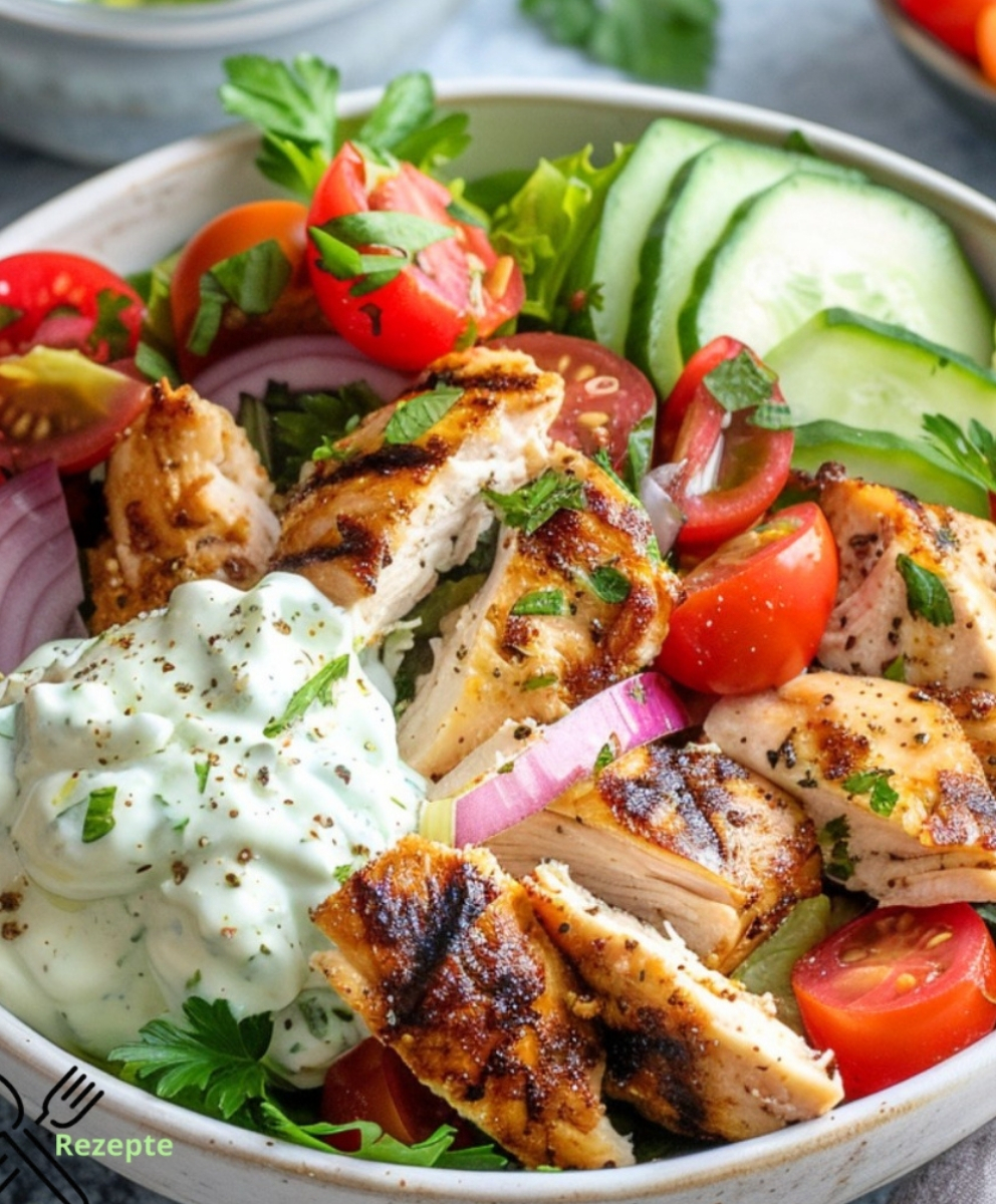 Griechischer Hähnchensalat mit Tzatziki