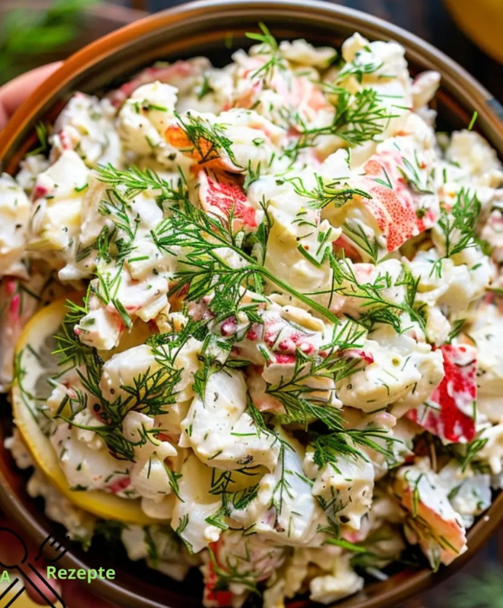 Krabbensalat mit frischem Dill und Zitronensaft