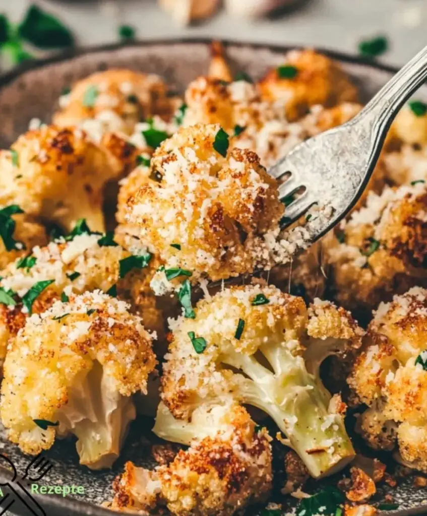 Gebackener Blumenkohl mit Knoblauch-Parmesan-Kruste