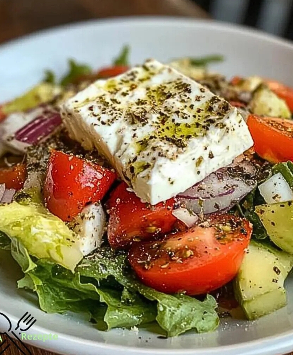 Erfrischender Griechischer Bauernsalat mit Feta und Oliven