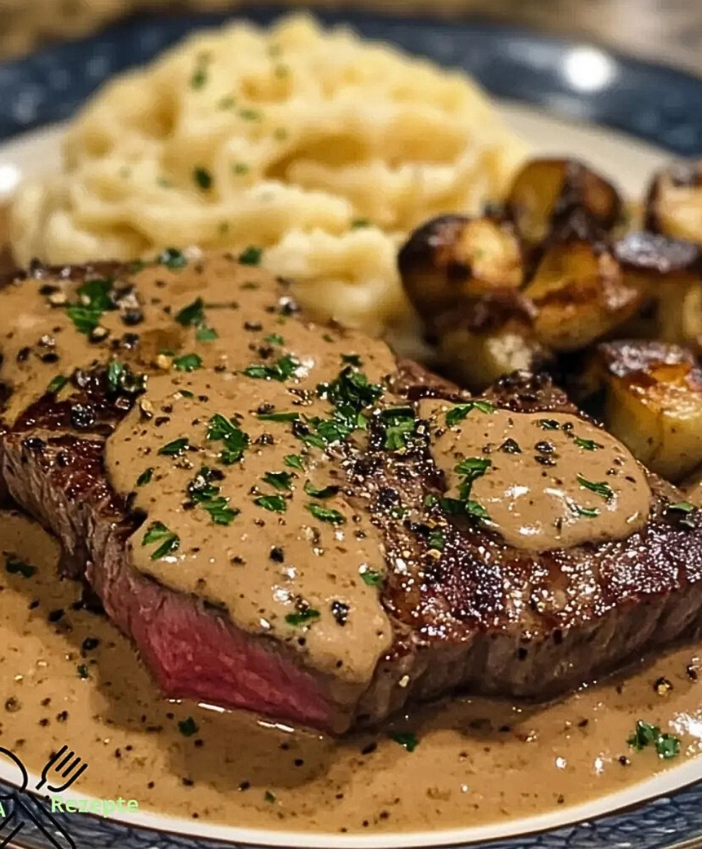 Zartes Rindersteak in aromatischer Diane-Soße