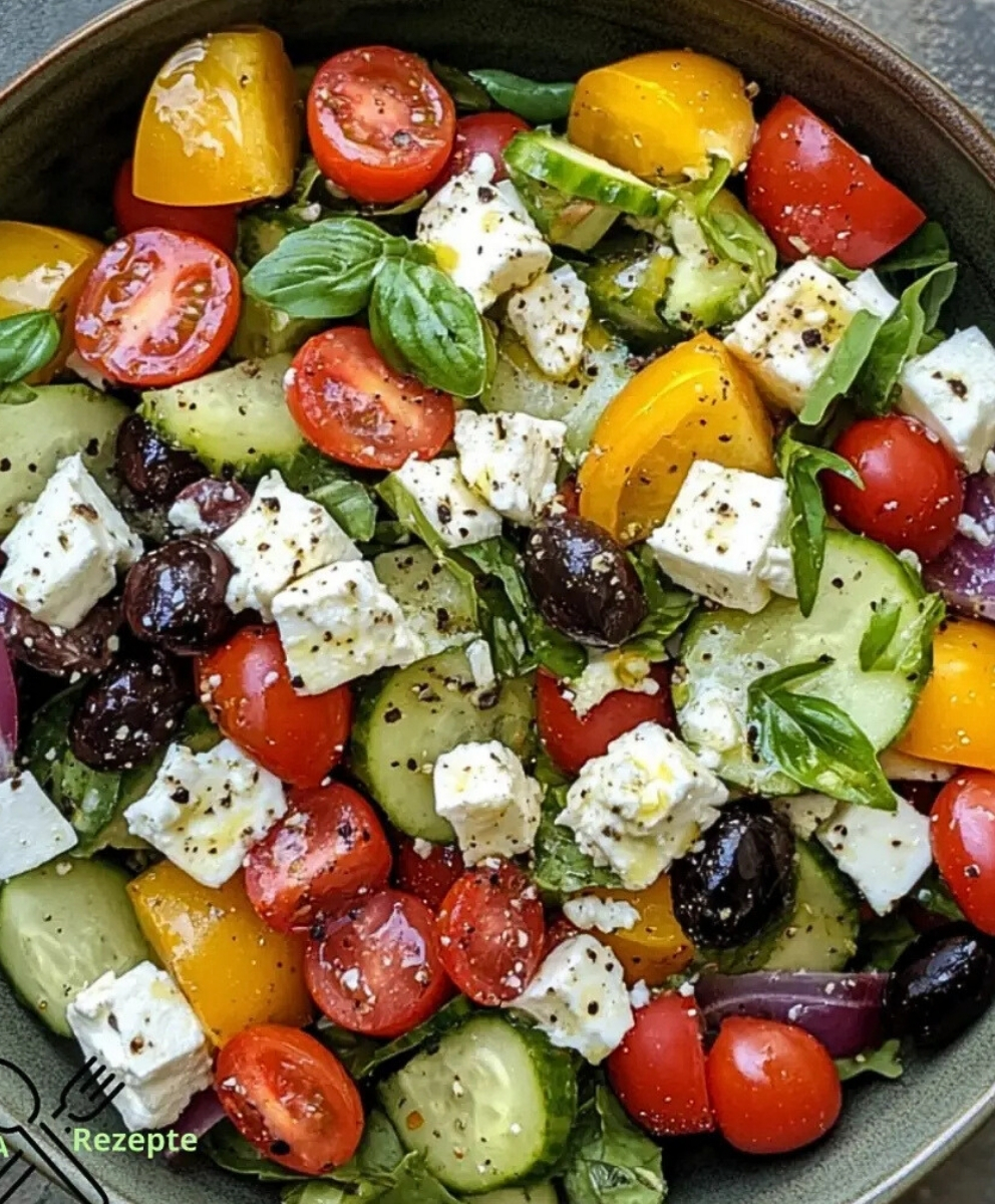 Frischer Griechischer Bauernsalat mit Feta