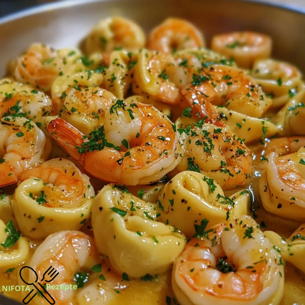 Garnelen-Tortellini in Knoblauchbuttersauce