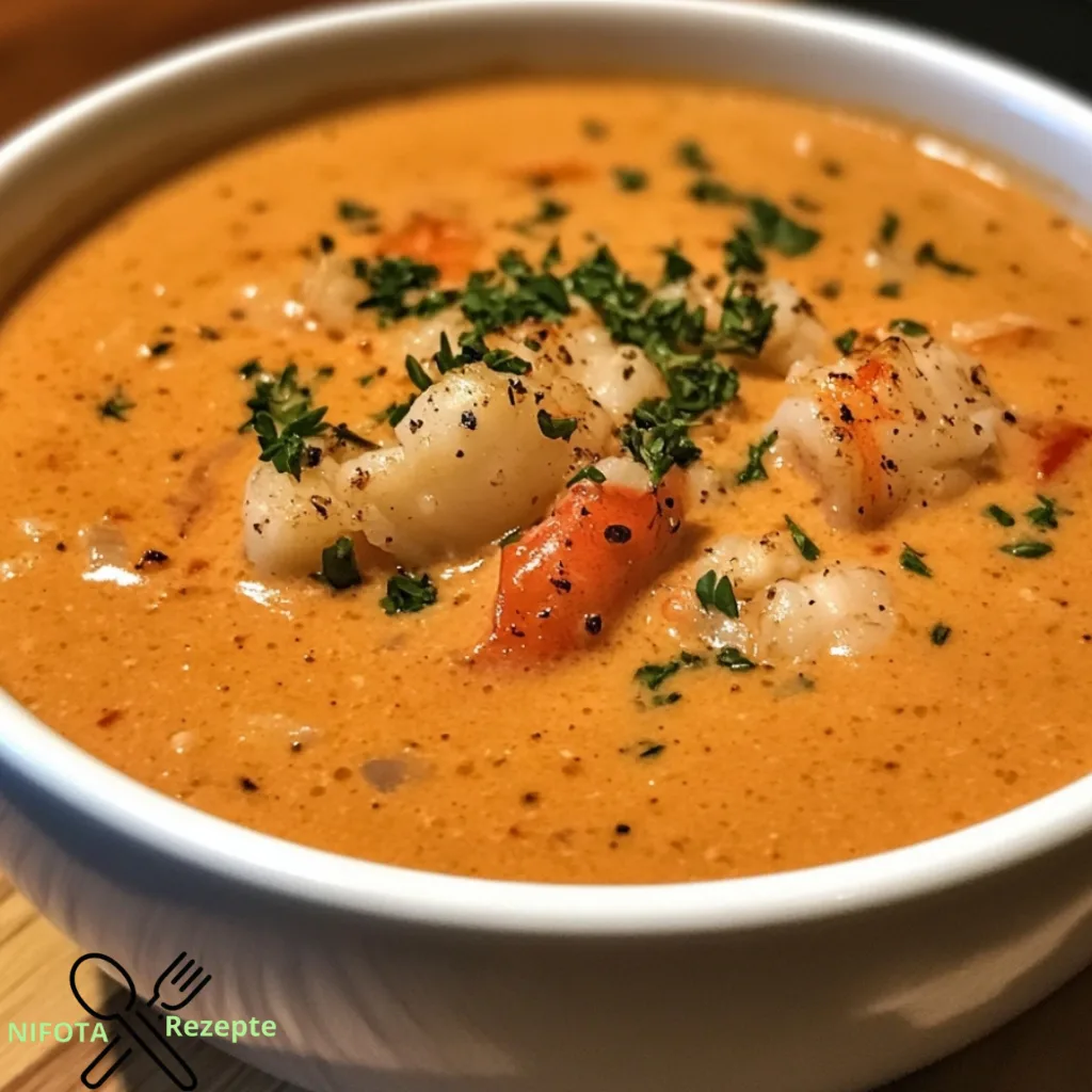 Meeresfrüchte-Bisque mit Krabben, Garnelen und Hummer genießen