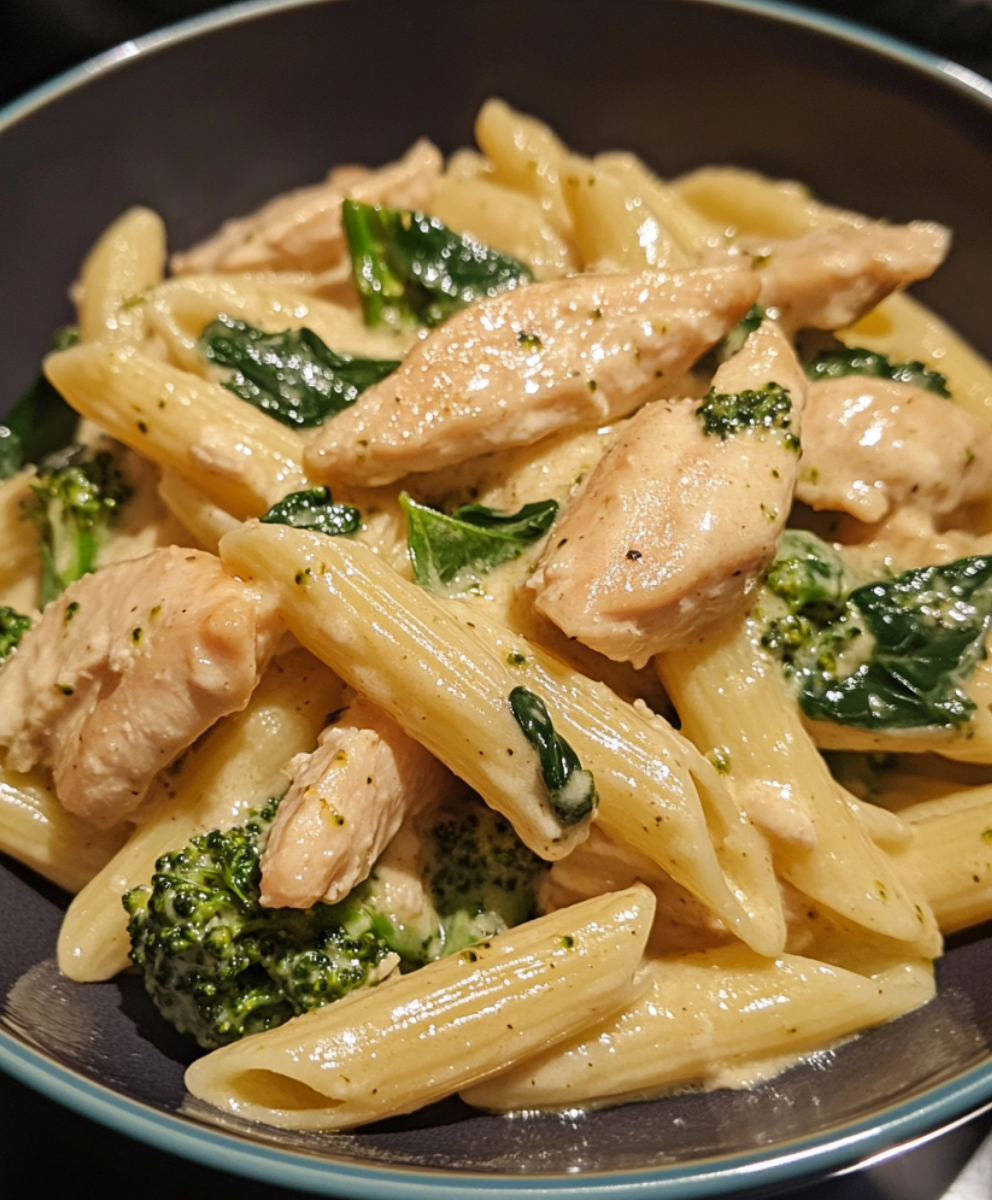 Cremige Brokkoli- und Hühnchen-Penne einfach zubereiten.