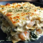 Shrimp-Lasagne mit weißer Sauce und Käse genießen!