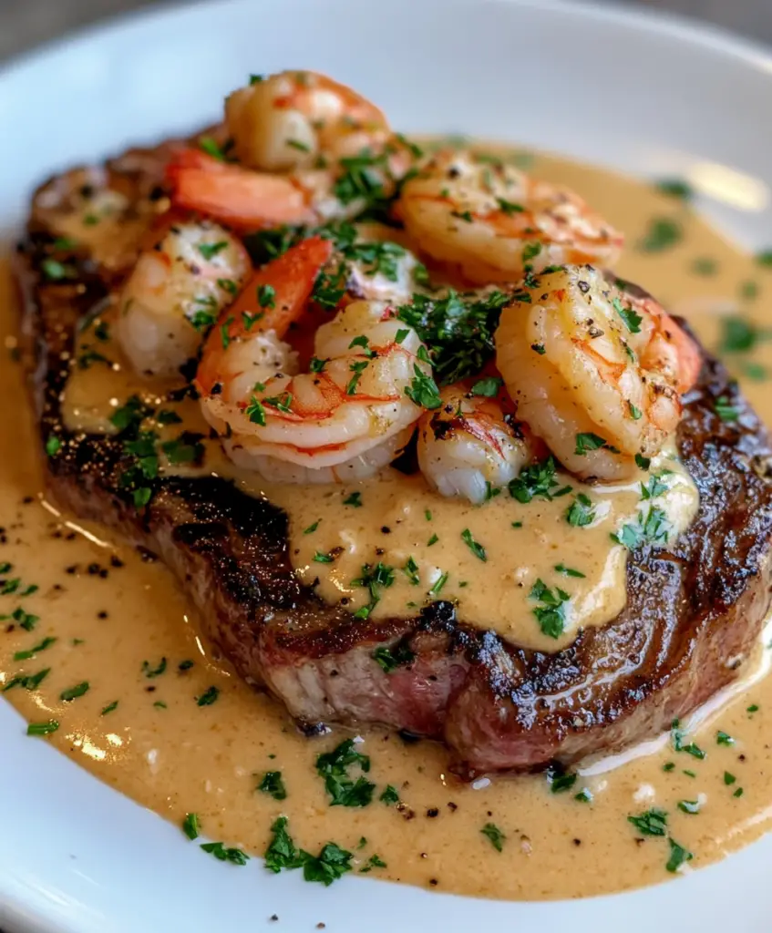 Steak mit Garnelen- und Hummersauce