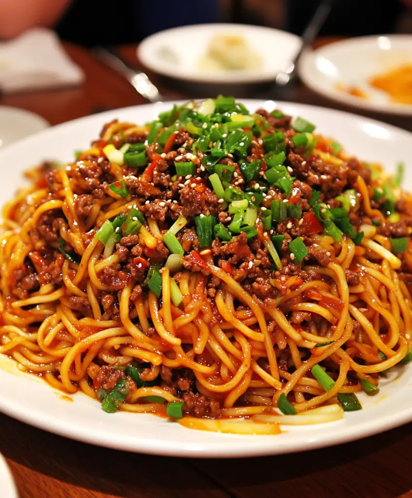 Szechuan würzige Nudeln mit Rindfleisch einfach zubereiten.