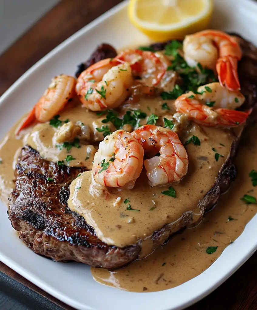 Steak mit Garnelen- und Hummersauce