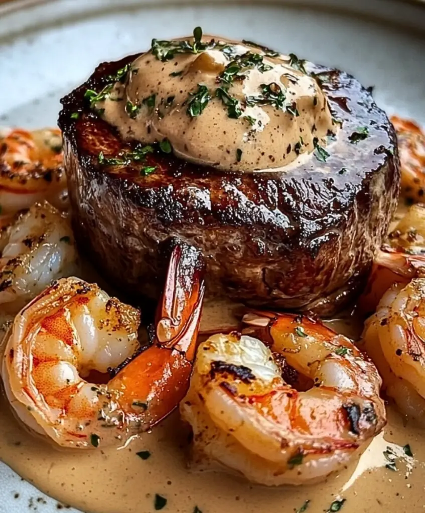 Dekadentes Filet Mignon mit Garnelen und Hummer genießen.