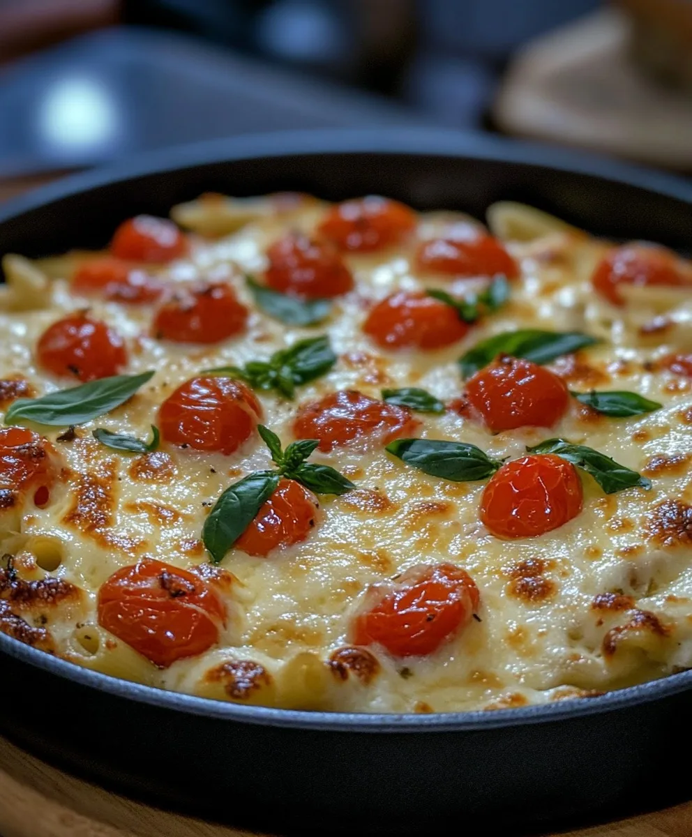 Cremiger Nudelauflauf mit Tomaten und Mozzarella