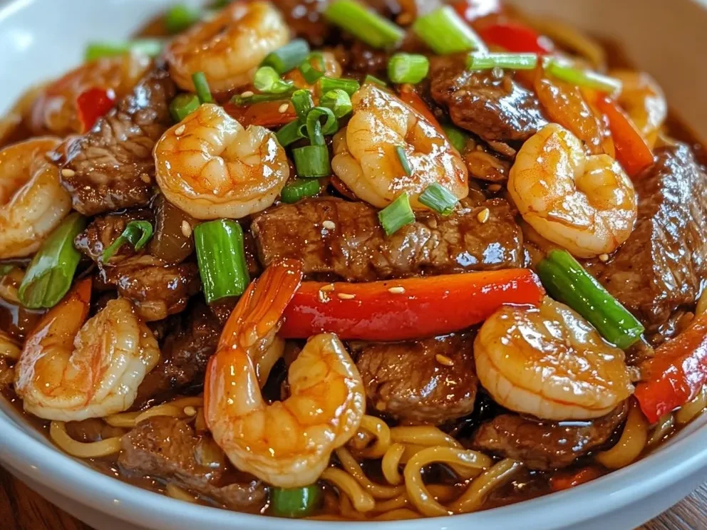 Steak & Shrimp Nudeln