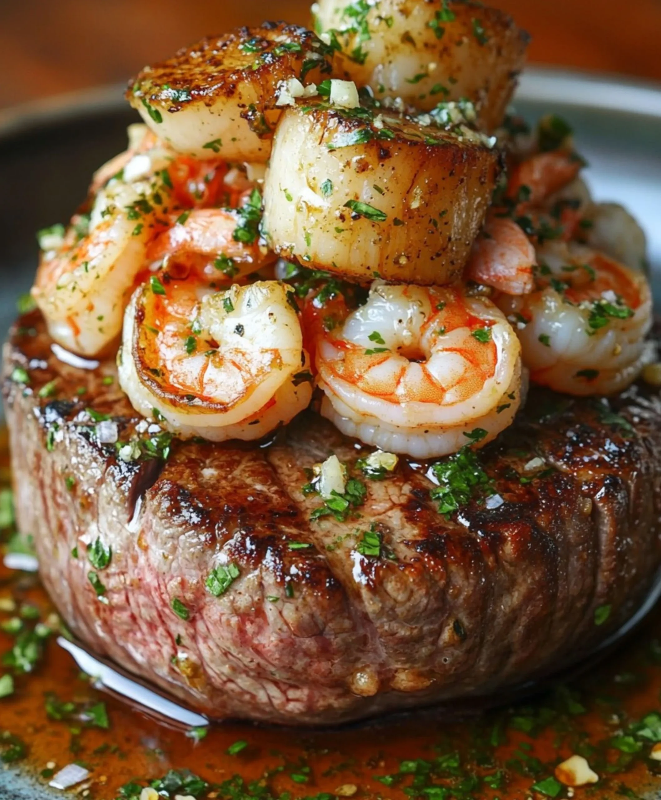 Rinderfilet mit dekadentem Meeresfrüchte-Topping genießen.