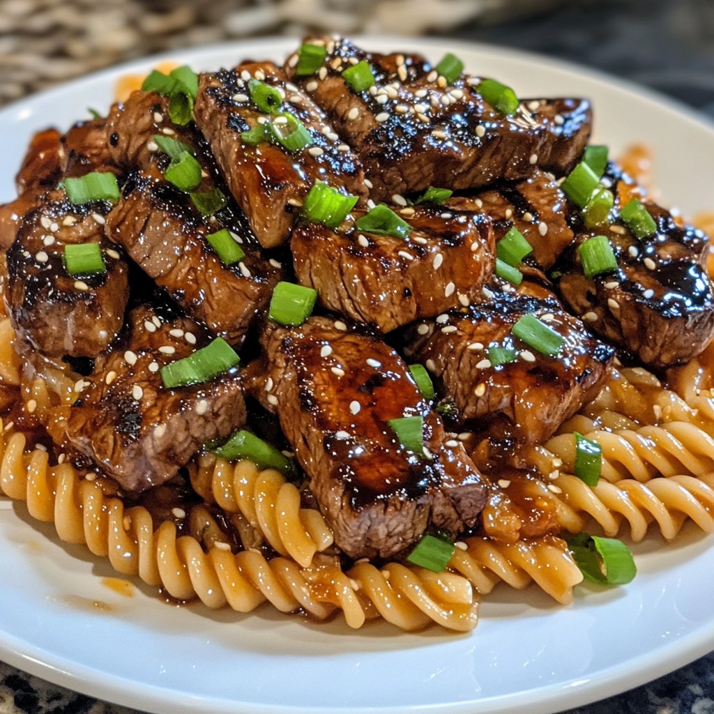 Klebriges Honig-Knoblauch-Steak und Rotin