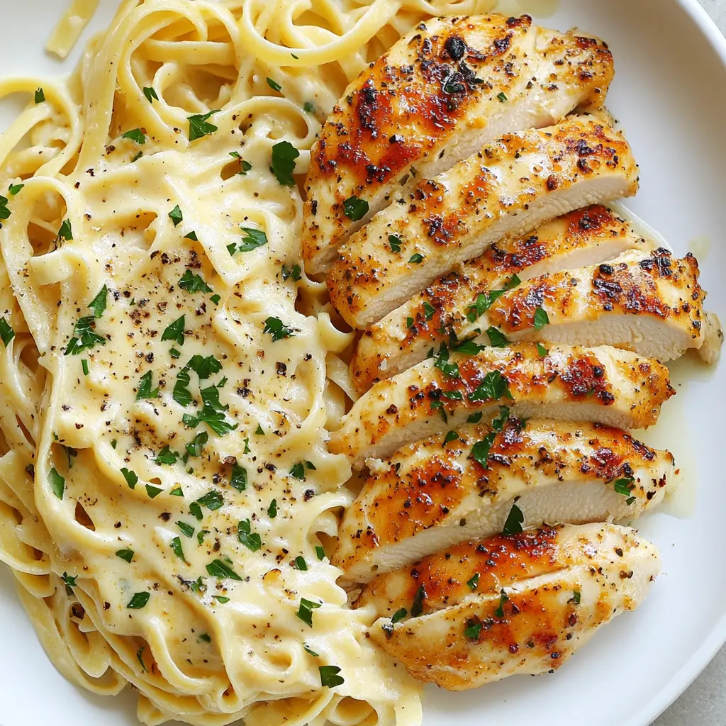 Knoblauchbutter-Hühnchen mit Parmesan-Pasta