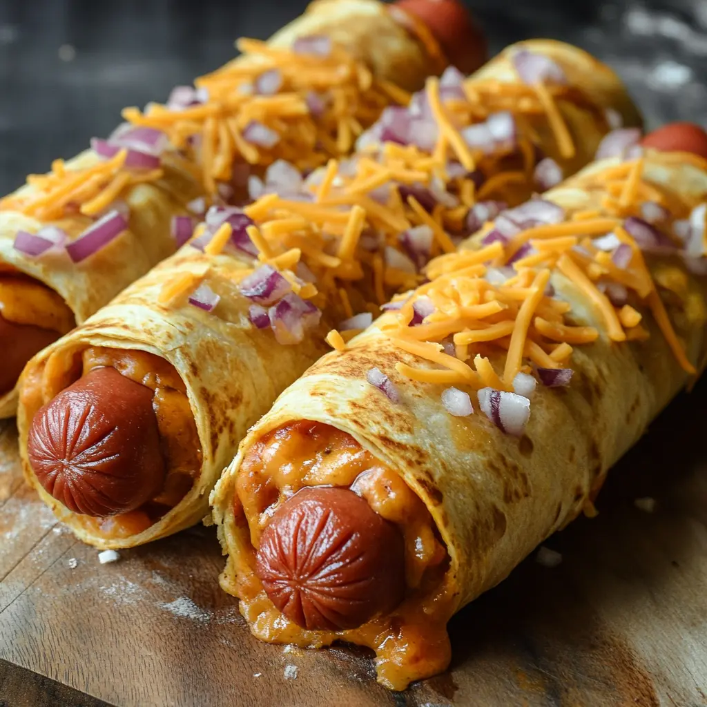 Gebackene Hot Dogs in Tortilla-Teig