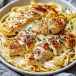 Knoblauchbutter-Hühnchen mit cremiger Ricotta-Alfredo-Pasta