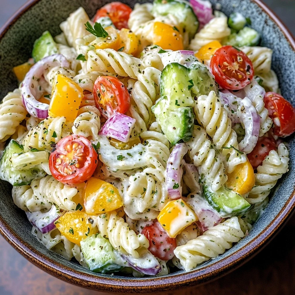 Pasta-Salat mit Joghurt-Dressing