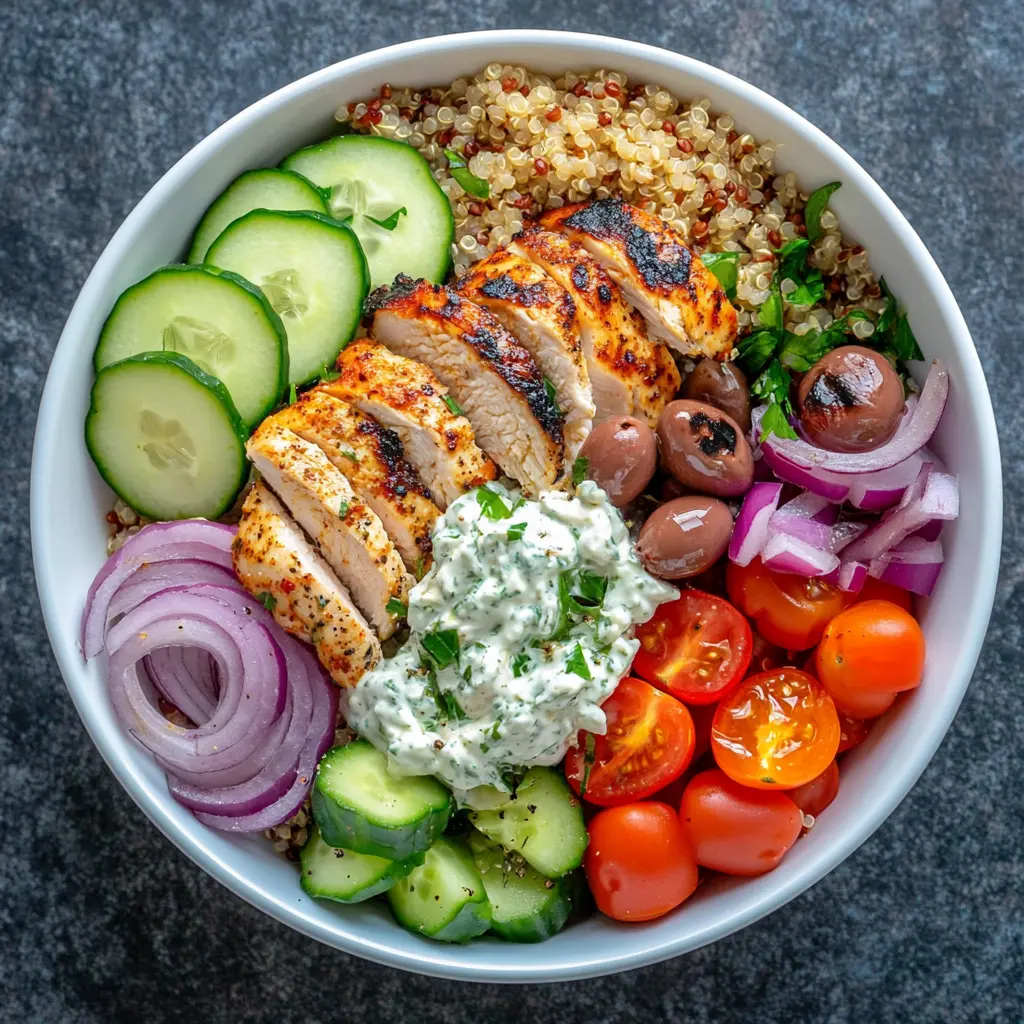 Griechische Hähnchen-Tzatziki-Schüssel