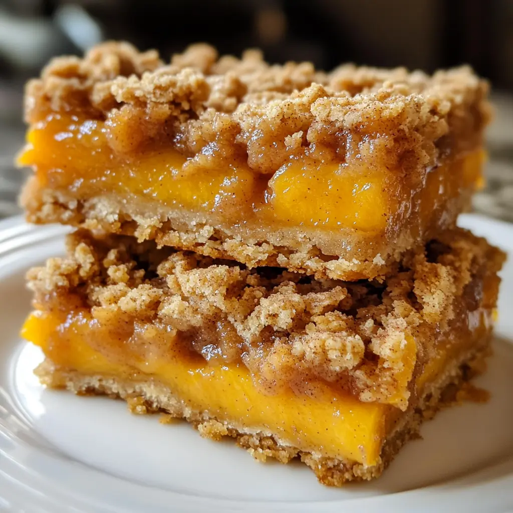 Zimt-Pfirsich-Crumble-Riegel